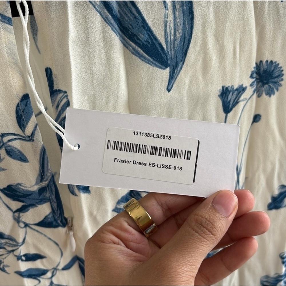 NWT Reformation Frasier Short Sleeve Midi Dress in Lise White Blue Size 18 - Picture 5 of 6